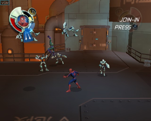 In-game screen of the game Spider-Man - Friend or Foe on Sony Playstation 2