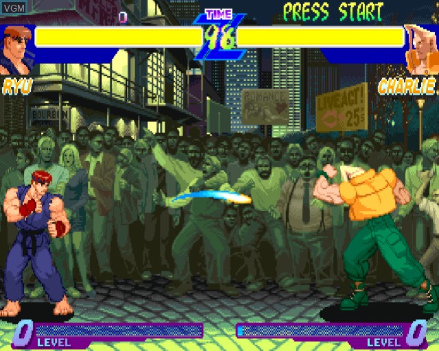 In-game screen of the game Street Fighter Alpha Anthology on Sony Playstation 2