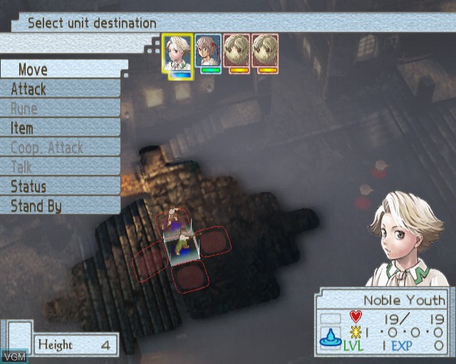 In-game screen of the game Suikoden Tactics on Sony Playstation 2