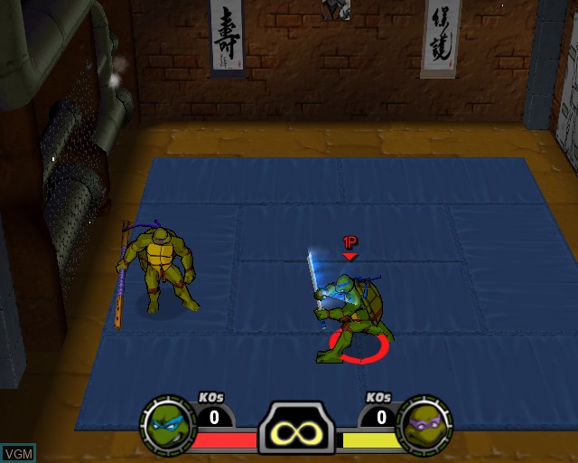 In-game screen of the game Teenage Mutant Ninja Turtles - Mutant Melee on Sony Playstation 2