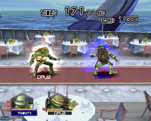 In-game screen of the game Teenage Mutant Ninja Turtles - Smash-Up on Sony Playstation 2
