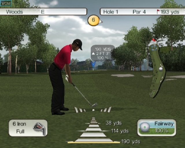 In-game screen of the game Tiger Woods PGA Tour 10 on Sony Playstation 2