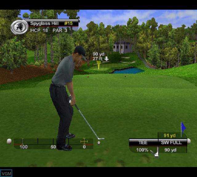 In-game screen of the game Tiger Woods PGA Tour 2001 on Sony Playstation 2