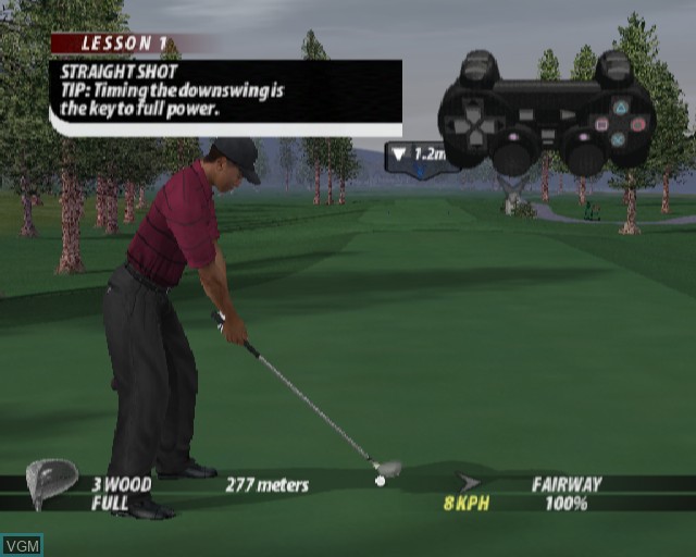 In-game screen of the game Tiger Woods PGA Tour 2005 on Sony Playstation 2