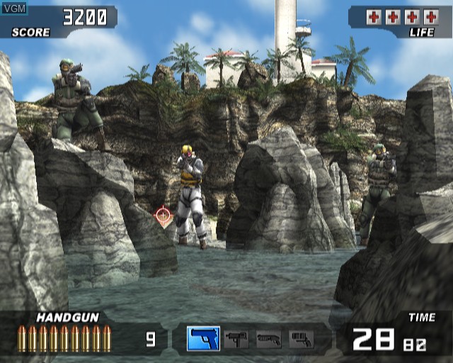 In-game screen of the game Time Crisis 3 on Sony Playstation 2