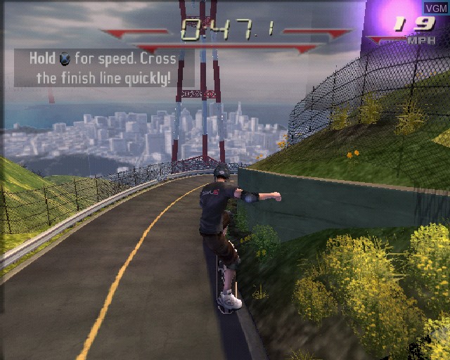 In-game screen of the game Tony Hawk's Downhill Jam on Sony Playstation 2