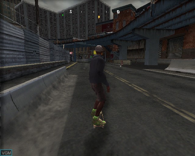 In-game screen of the game Tony Hawk's Project 8 on Sony Playstation 2