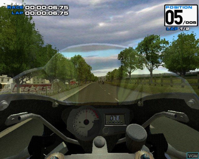 In-game screen of the game TT Superbikes Real Road Racing on Sony Playstation 2