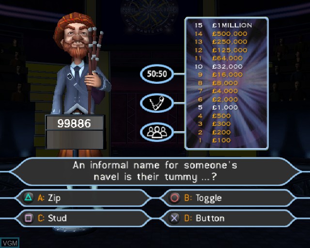 In-game screen of the game Who Wants to Be a Millionaire 2nd Edition on Sony Playstation 2
