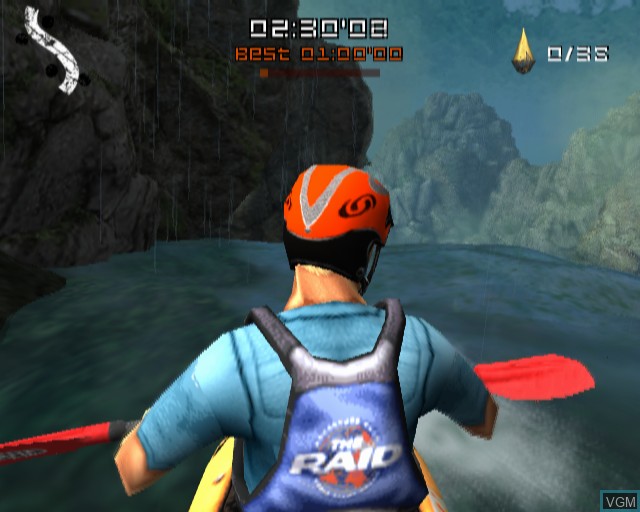 In-game screen of the game River Ride Adventure featuring Salomon on Sony Playstation 2