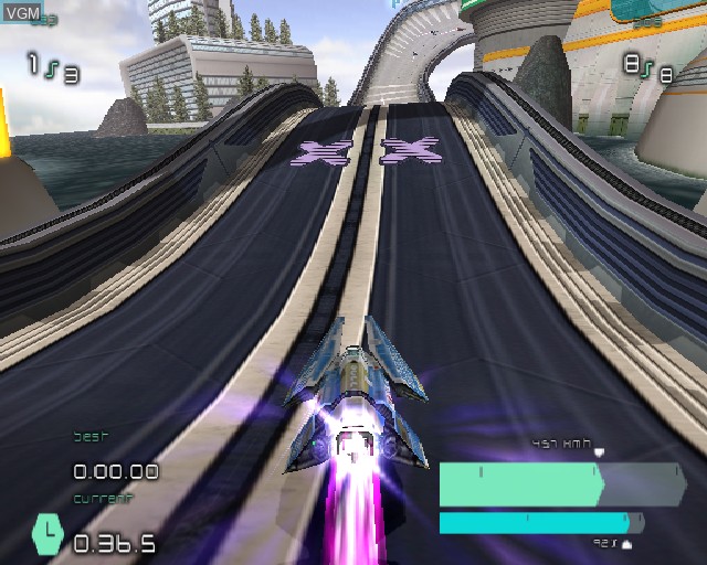 In-game screen of the game Wipeout Pulse on Sony Playstation 2