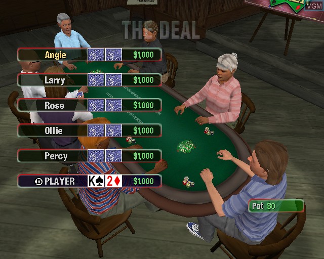In-game screen of the game World Championship Poker on Sony Playstation 2