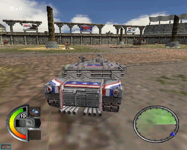 In-game screen of the game World Destruction League - Thunder Tanks on Sony Playstation 2