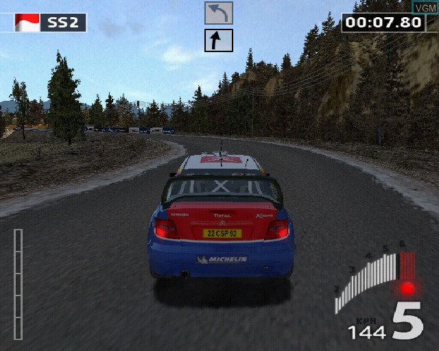 In-game screen of the game WRC 3 on Sony Playstation 2