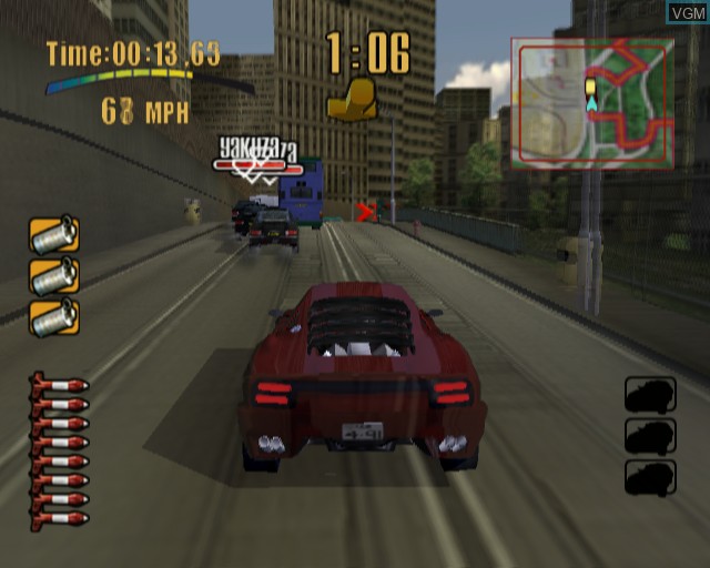 In-game screen of the game Wreckless - The Yakuza Missions on Sony Playstation 2