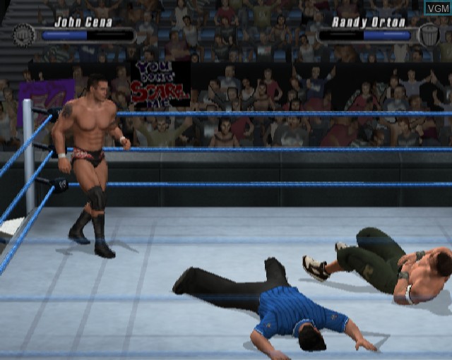 In-game screen of the game WWE SmackDown vs. Raw 2008 on Sony Playstation 2