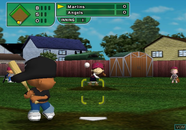 In-game screen of the game Backyard Baseball on Sony Playstation 2