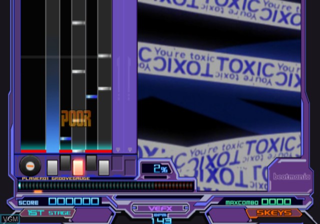 In-game screen of the game BeatMania on Sony Playstation 2
