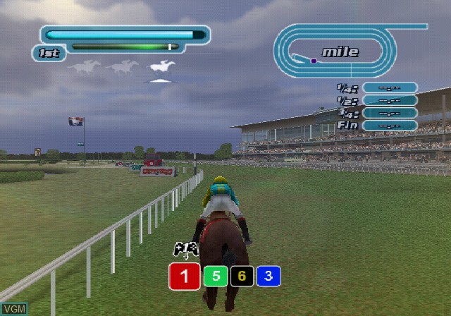 In-game screen of the game Breeders' Cup World Thoroughbred Championships on Sony Playstation 2