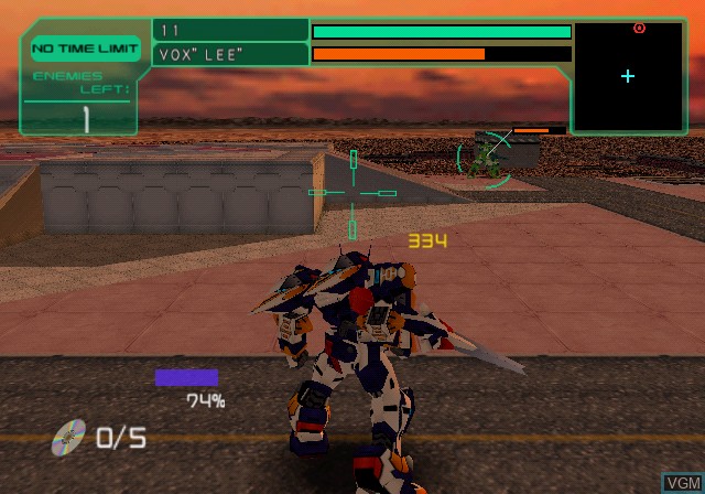 In-game screen of the game Cyber Troopers Virtual-On Marz on Sony Playstation 2