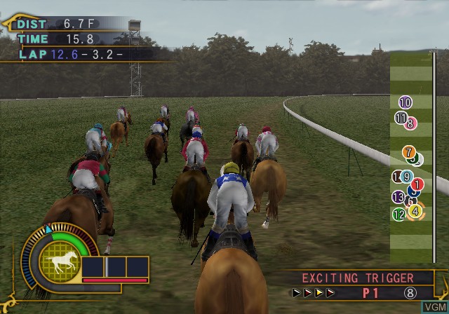 In-game screen of the game Gallop Racer 2006 on Sony Playstation 2