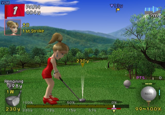 In-game screen of the game Minna no Golf 3 on Sony Playstation 2