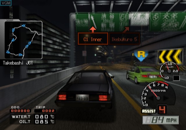 In-game screen of the game Tokyo Xtreme Racer 3 on Sony Playstation 2