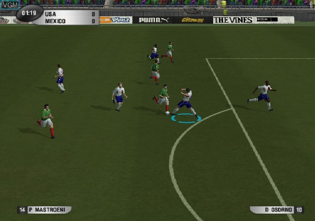 In-game screen of the game World Tour Soccer 2005 on Sony Playstation 2