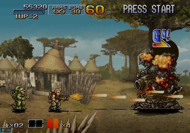 In-game screen of the game Metal Slug 6 on Sony Playstation 2