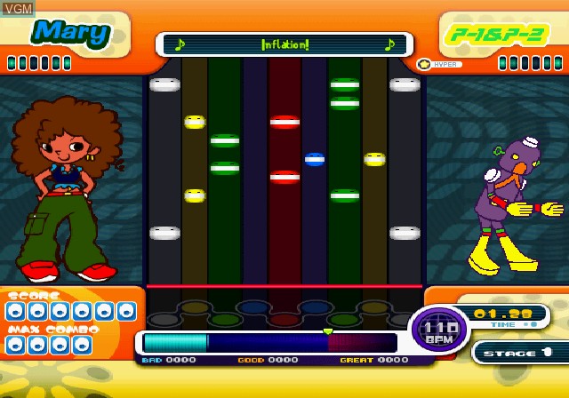 In-game screen of the game Pop'n Music 7 on Sony Playstation 2