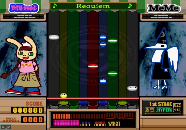 In-game screen of the game Pop'n Music 9 on Sony Playstation 2