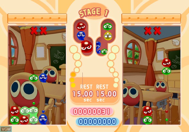 In-game screen of the game Puyo Puyo Fever 2 on Sony Playstation 2
