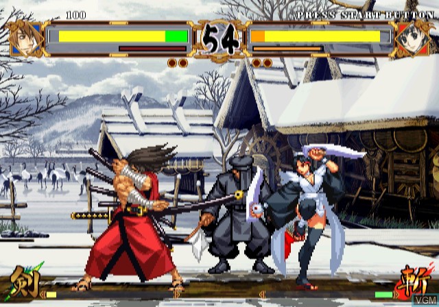 In-game screen of the game Samurai Spirits - Tenkaichi Kenkakuden on Sony Playstation 2