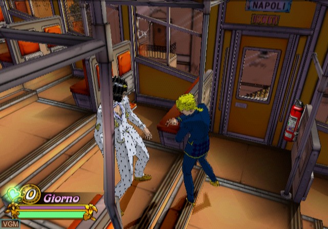 In-game screen of the game JoJo no Kimyou na Bouken - Ougon no Kaze on Sony Playstation 2