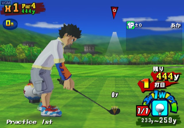 In-game screen of the game Kattobi! Golf on Sony Playstation 2