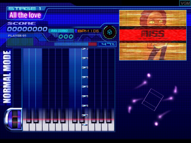 In-game screen of the game KeyboardMania on Sony Playstation 2