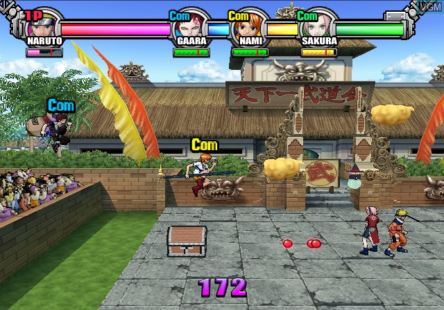 In-game screen of the game Battle Stadium D.O.N on Sony Playstation 2