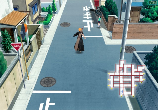 In-game screen of the game Bleach - Hanatareshi Yabou on Sony Playstation 2