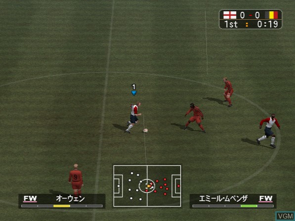 In-game screen of the game World Soccer Winning Eleven 7 on Sony Playstation 2