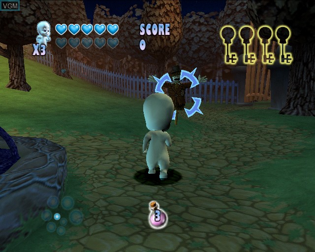 In-game screen of the game Casper and The Ghostly Trio on Sony Playstation 2