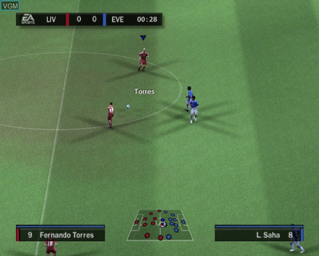 In-game screen of the game FIFA 10 on Sony Playstation 2