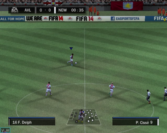In-game screen of the game FIFA 14 on Sony Playstation 2