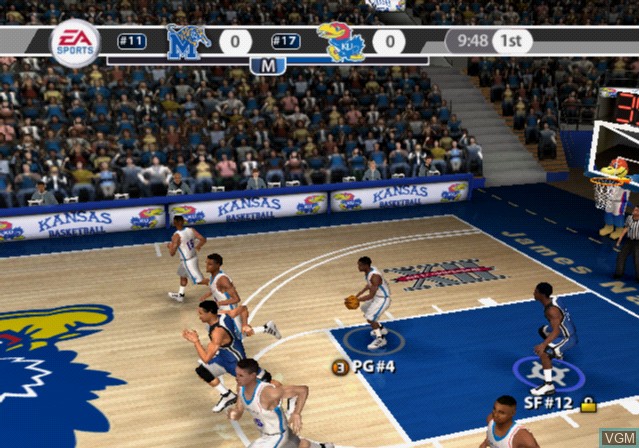 In-game screen of the game NCAA Basketball 09 on Sony Playstation 2