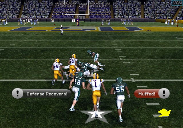 In-game screen of the game NCAA Football 10 on Sony Playstation 2