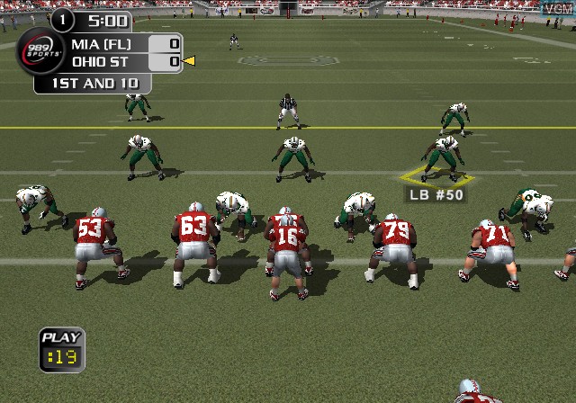 In-game screen of the game NCAA GameBreaker 2004 on Sony Playstation 2