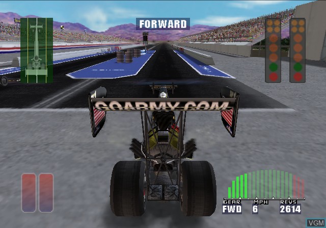 In-game screen of the game NHRA Championship Drag Racing on Sony Playstation 2