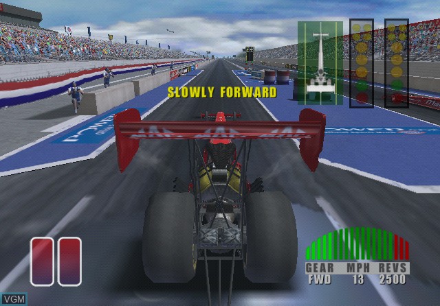 In-game screen of the game NHRA - Countdown to the Championship 2007 on Sony Playstation 2