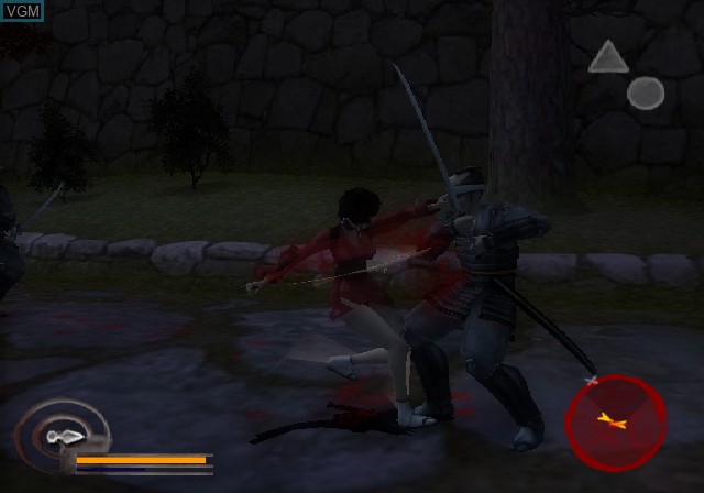 In-game screen of the game Red Ninja - End of Honor on Sony Playstation 2