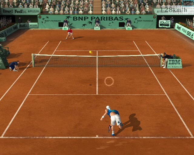 In-game screen of the game Roland Garros 2005 - Powered by Smash Court Tennis on Sony Playstation 2