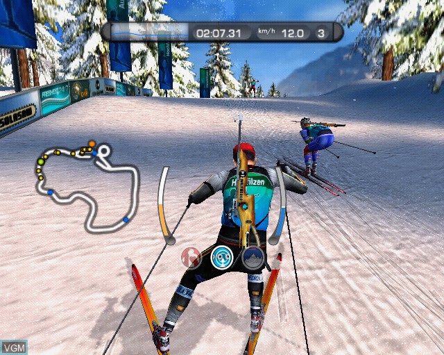 In-game screen of the game RTL Biathlon 2009 on Sony Playstation 2
